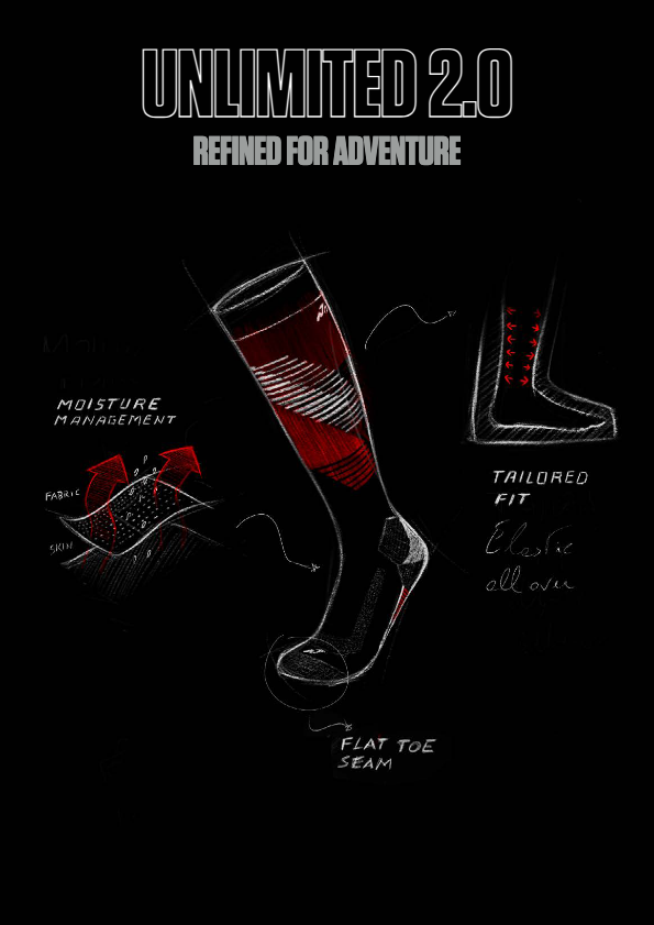 Skarpety Narciarskie Nordica Unlimited Black/Red - obrazek 2