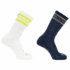 Skarpety Salomon 365 Crew 2-Pack White/Neon Yellow + Dark Denim/Roasted Cashew