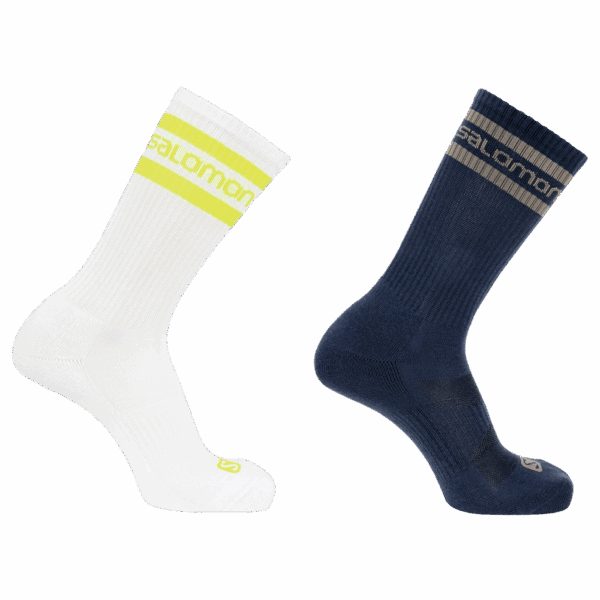 Skarpety Salomon 365 Crew 2-Pack White/Neon Yellow + Dark Denim/Roasted Cashew