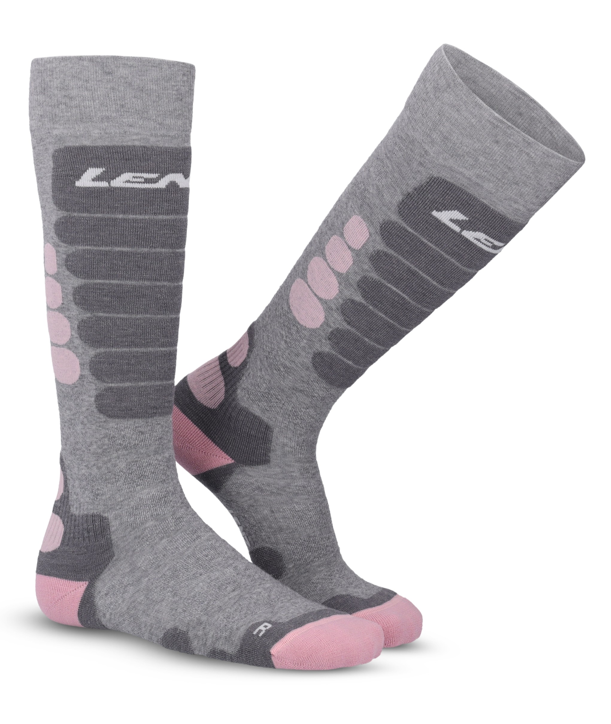 Skarpety Narciarskie Lenz Skiing 3.0 LightGrey/Rose - obrazek 4