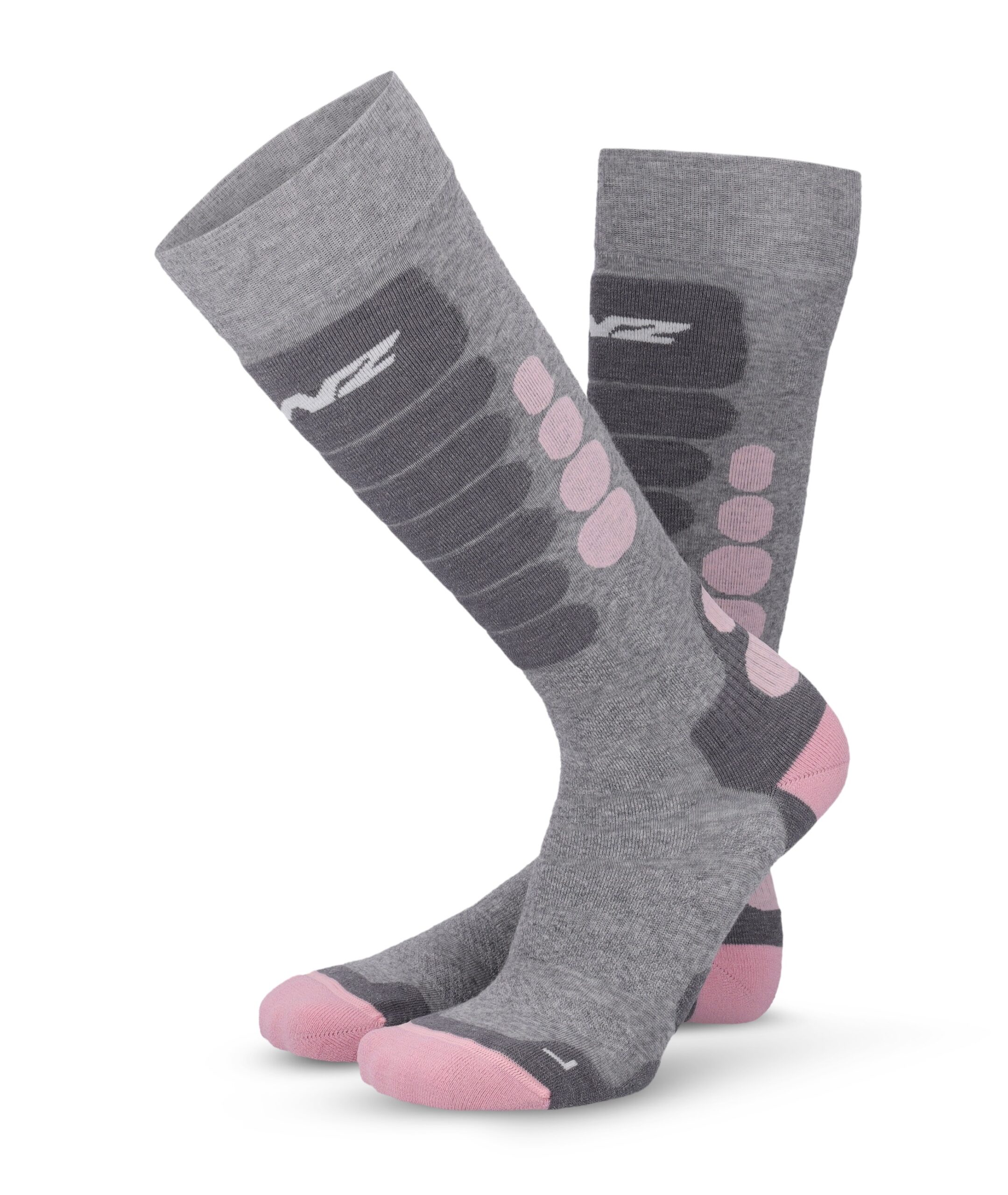 Skarpety Narciarskie Lenz Skiing 3.0 LightGrey/Rose - obrazek 2