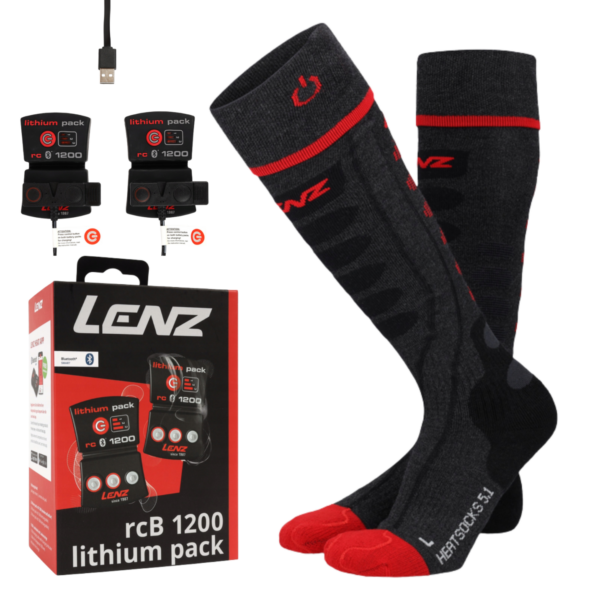 Ogrzewane Skarpety Narciarskie Lenz Heat 5.1 + Zestaw Akumulatorów Lenz Lithium Pack RCB 1200