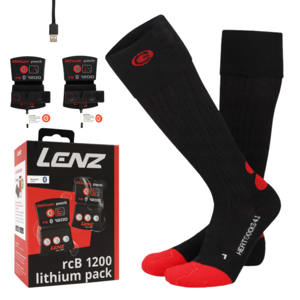 Ogrzewane Skarpety Narciarskie Lenz Heat 4.1 + Zestaw Akumulatorów Lenz Lithium Pack RCB 1200